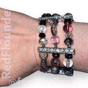 Bundle Sale 3 for $15 | Beaded Stretch Bracelet with Rhinestone Dividers